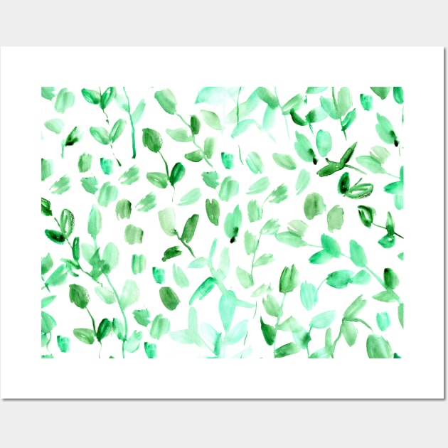 Green watercolor leaves Wall Art by katerinaizotova